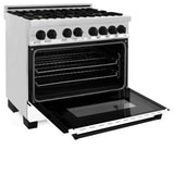 ZLINE 36" Autograph Dual Fuel Range, White Door, RAZ-WM-36-MB
