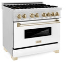 ZLINE 36" Autograph Edition Dual Fuel Range, White Door, RAZ-WM-36-G
