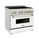 ZLINE 36" Autograph Edition Dual Fuel Range, White Door, RAZ-WM-36-G