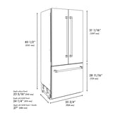 ZLINE Autograph Edition French Door Refrigerator, Internal Water, Ice Dispenser, White Matte, Champagne Bronze Accents RBIVZ-WM