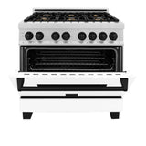 ZLINE 36" Autograph, Range, Dual Fuel, White door, RASZ-WM-36-MB