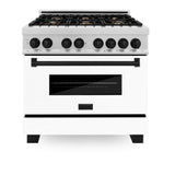 ZLINE 36" Autograph, Range, Dual Fuel, White door, RASZ-WM-36-MB