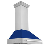ZLINE 36" Autograph Stainless Blue Gloss Wall Range Hood, 8654STX-BG-36