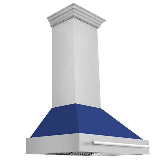 ZLINE 36" Autograph Stainless Blue Matt Wall Range Hood 8654STX-BM-36