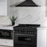 ZLINE 36" Black Stainless, Gas Burner/Electric Oven, Brass Burners, RAB-BR-36