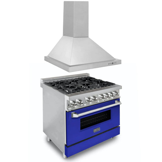 ZLINE 36" Bundle Range RA-BG-36 & Range Hood KB-36, 2KP-RABGRH36