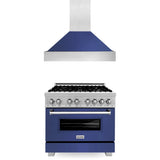 ZLINE 36" Bundle Range RAS-BM-36 & Range Hood 8654BM-36, 2KP-RASBMRH36
