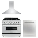 ZLINE 36" Bundled Stainless DualRange RangeHood Dishwasher 3KP-RARH36-DW