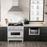 ZLINE 36" Dual Fuel Range, DuraSnow, Stainless, Brass Burners, RAS-SN-BR-36
