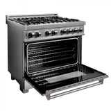 ZLINE 36" Dual Fuel Range, Snow Stainless, Snow Stainless Door, RAS-SN-36