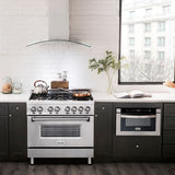 ZLINE 36" Gas Burner/Electric Oven Range, Brass Burners, RA-BR-36