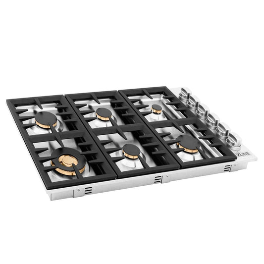 ZLINE 36" Gas Cooktop with 6 Gas Brass Burners RC-BR-36