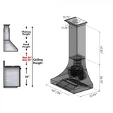ZLINE 36" Hand-Hammered Copper Finish Wall Range Hood, 8632H-36