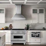 ZLINE 36" Induction Range in DuraSnow with a 4 Element Stove and Electric Oven RAINDS-SN-36