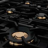 ZLINE 36" Porcelain Rangetop, DuraSnow®, 6 Brass Burners, RTS-BR-36
