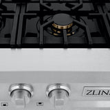ZLINE 36" Porcelain Rangetop, DuraSnow®, 6 Brass Burners, RTS-BR-36