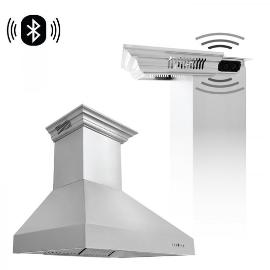 ZLINE 36" Professional Wall Range Hood, Built-in CrownSound® Bluetooth Speakers, 667CRN-BT-36