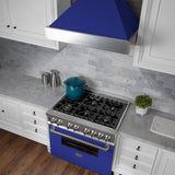 ZLINE 36" Snow Finish Wall Range Hood, Blue Matte Shell, 8654BM-36