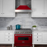ZLINE 36" Snow Finish Wall Range Hood, Red Gloss Shell, 8654RG-36