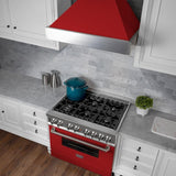 ZLINE 36" Snow Finish Wall Range Hood, Red Matte Shell, 8654RM-36
