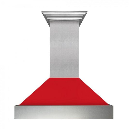 ZLINE 36" Snow Finish Wall Range Hood, Red Matte Shell, 8654RM-36