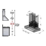 ZLINE 36" Stainless Steel Wall Range Hood, KECOM-36