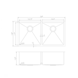 ZLINE 36" Undermount Double Bowl Sink in Stainless Steel, SR50D-36