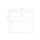 ZLINE 36" Undermount Single Bowl Sink in Stainless Steel, SRS-36