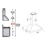 ZLINE 36" Wall Mount Range Hood in Snow Finished Stainless, 8KL3S-36