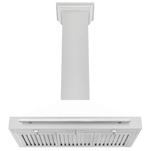 ZLINE 36" White Matte Range Hood, Stainless Steel Handle KB4SNX-WM-36