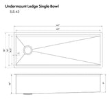 ZLINE 43" Undermount Single Bowl Sink, DuraSnow Stainless, SLS-43S
