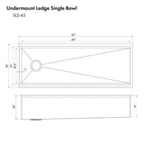 ZLINE 45" Undermount Single Bowl, Sink Stainless Steel, SLS-45