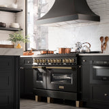 ZLINE 48" Autograph Dual Fuel Range, Black Stainless, Bronze RABZ-48-CB