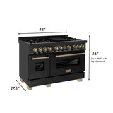 ZLINE 48" Autograph Dual Fuel Range, Black Stainless, Bronze RABZ-48-CB