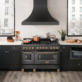 ZLINE 48" Autograph Dual Fuel Range, Black Stainless, Bronze RABZ-48-CB