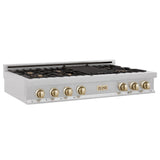 ZLINE 48" Autograph Edition, Rangetop, DuraSnow, Gold Accent, RTSZ-48-G