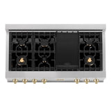 ZLINE 48" Autograph Edition, Rangetop, DuraSnow, Gold Accent, RTSZ-48-G