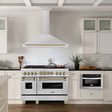 ZLINE 48" Autograph Edition Stainless Steel Range Hood with Stainless Steel Shell and Champagne Bronze Accents KB4STZ-48-CB