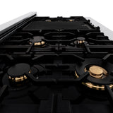 ZLINE 48" Autograph Porcelain Rangetop, Stainless, Gold, RTZ-48-MB
