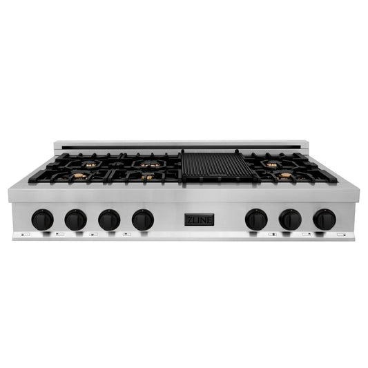 ZLINE 48" Autograph Porcelain Rangetop, Stainless, Gold, RTZ-48-MB