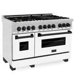 ZLINE 48" Autograph, Range, Dual Fuel, White door, RASZ-WM-48-MB