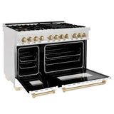 ZLINE 48" Autograph, Range, Dual Fuel, White Matte Door RAZ-WM-48-G