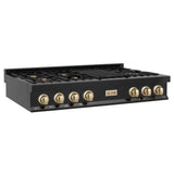 ZLINE 48" Autograph Rangetop, Black Stainless, Gold Accents, RTBZ-48-G
