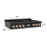 ZLINE 48" Autograph Rangetop, Black Stainless, Gold Accents, RTBZ-48-G