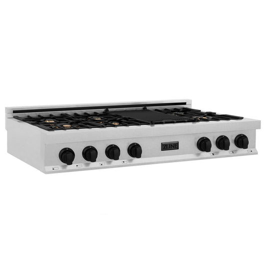 ZLINE 48" Autograph Rangetop, DuraSnow, Gold Accents RTSZ-48-MB