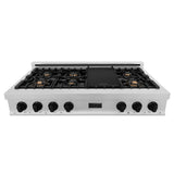 ZLINE 48" Autograph Rangetop, DuraSnow, Gold Accents RTSZ-48-MB