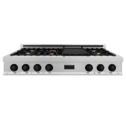 ZLINE 48" Autograph Rangetop, DuraSnow, Gold Accents RTSZ-48-MB
