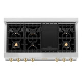 ZLINE 48" Autograph Rangetop, Stainless, Bronze Accents, RTZ-48-CB