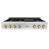 ZLINE 48" Autograph Rangetop, Stainless, Gold Accents, RTZ-48-G