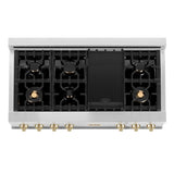 ZLINE 48" Autograph Rangetop, Stainless, Gold Accents, RTZ-48-G